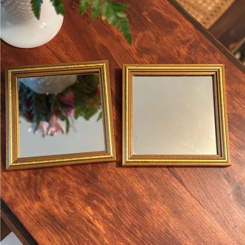 Elegant Gold Framed accent Wall Mirrors set of 2